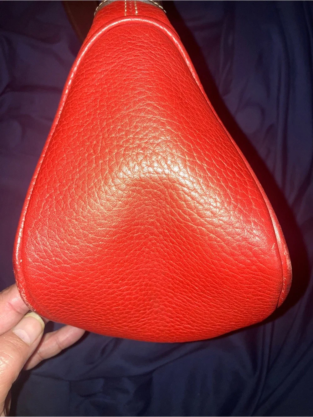 Dooney & Bourke Red Leather Shoulder Bag with Brown Trim